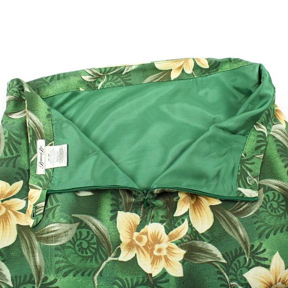 Green Yellow Floral Silk Skirt Bermuda Bay - Picture 5 of 7